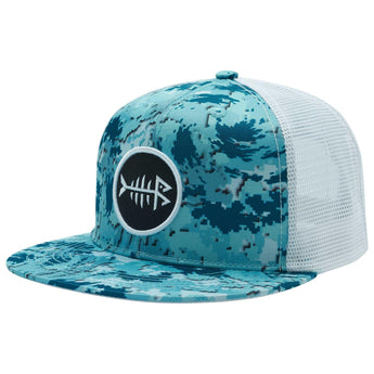 Unisex Flat Brim Trucker Cap - Ocean Digital Camo1 - Bassdash
