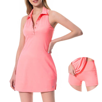 Women's UPF 50+ Polo Tennis Dress LB07W - Bassdash