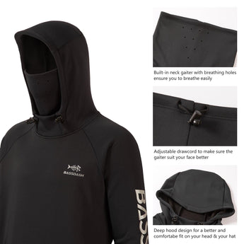 Men’s Fleece Hoodie with Neck Gaiter FS18M - Bassdash
#color_black-color