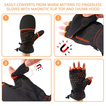 Unisex WinteFlex Insulated Convertible Mittens - Bassdash