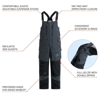 Men's Splice Insulated Waterproof Fishing Hunting Bibs - Bassdash #color_dark-grey-black