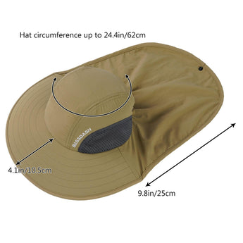 Unisex UPF 50+ Water Resistant Sun Hat with Neck Flap FH06 - Bassdash