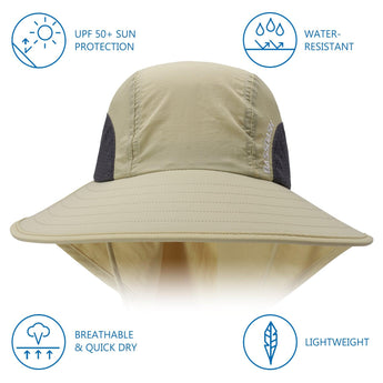 Unisex UPF 50+ Water Resistant Sun Hat with Neck Flap FH06 - Bassdash