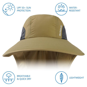 Unisex UPF 50+ Water Resistant Sun Hat with Neck Flap FH06 - Bassdash