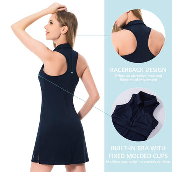 Women's UPF 50+ Polo Tennis Dress LB07W - Bassdash