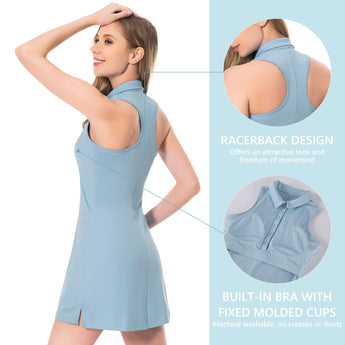 Women's UPF 50+ Polo Tennis Dress LB07W - Bassdash