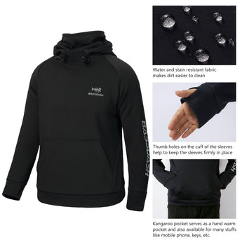 Youth Fishing Fleece Hoodie with Mask FS18Y - Bassdash#color_black