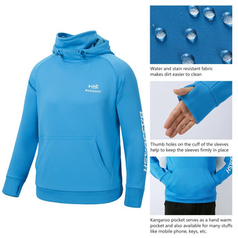 Youth Fishing Fleece Hoodie with Mask FS18Y - Bassdash#color_malibu-blue