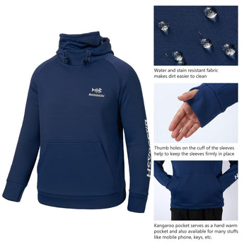 Youth Fishing Fleece Hoodie with Mask FS18Y - Bassdash#color_dark-blue