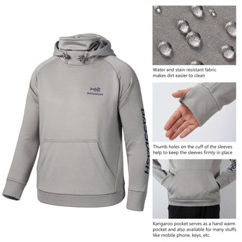 Youth Fishing Fleece Hoodie with Mask FS18Y - Bassdash#color_light-heather-grey