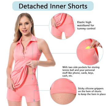 Women's UPF 50+ Polo Tennis Dress LB07W - Bassdash
