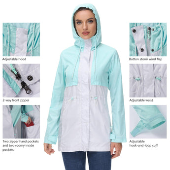 Lightbare Women's Water Resistant Ripstop Rain Coat LB02W - Bassdash