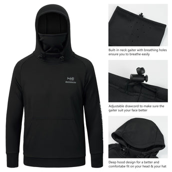 Youth Fishing Fleece Hoodie with Mask FS18Y - Bassdash#color_black