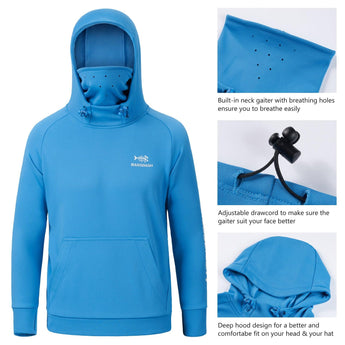 Youth Fishing Fleece Hoodie with Mask FS18Y - Bassdash#color_malibu-blue