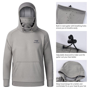 Youth Fishing Fleece Hoodie with Mask FS18Y - Bassdash#color_light-heather-grey