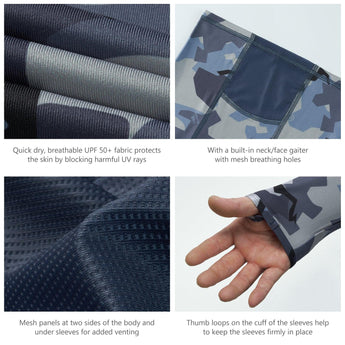 Men's UPF 50+ Long Sleeve Hunting Hoodie with Mask FS06M - Bassdash