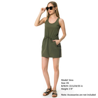 Women's UPF 50+ Tank Dress with Drawstring Waist LB08W - Bassdash