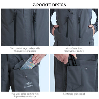 Men's Splice Insulated Waterproof Fishing Hunting Bibs - Bassdash #color_dark-grey-black