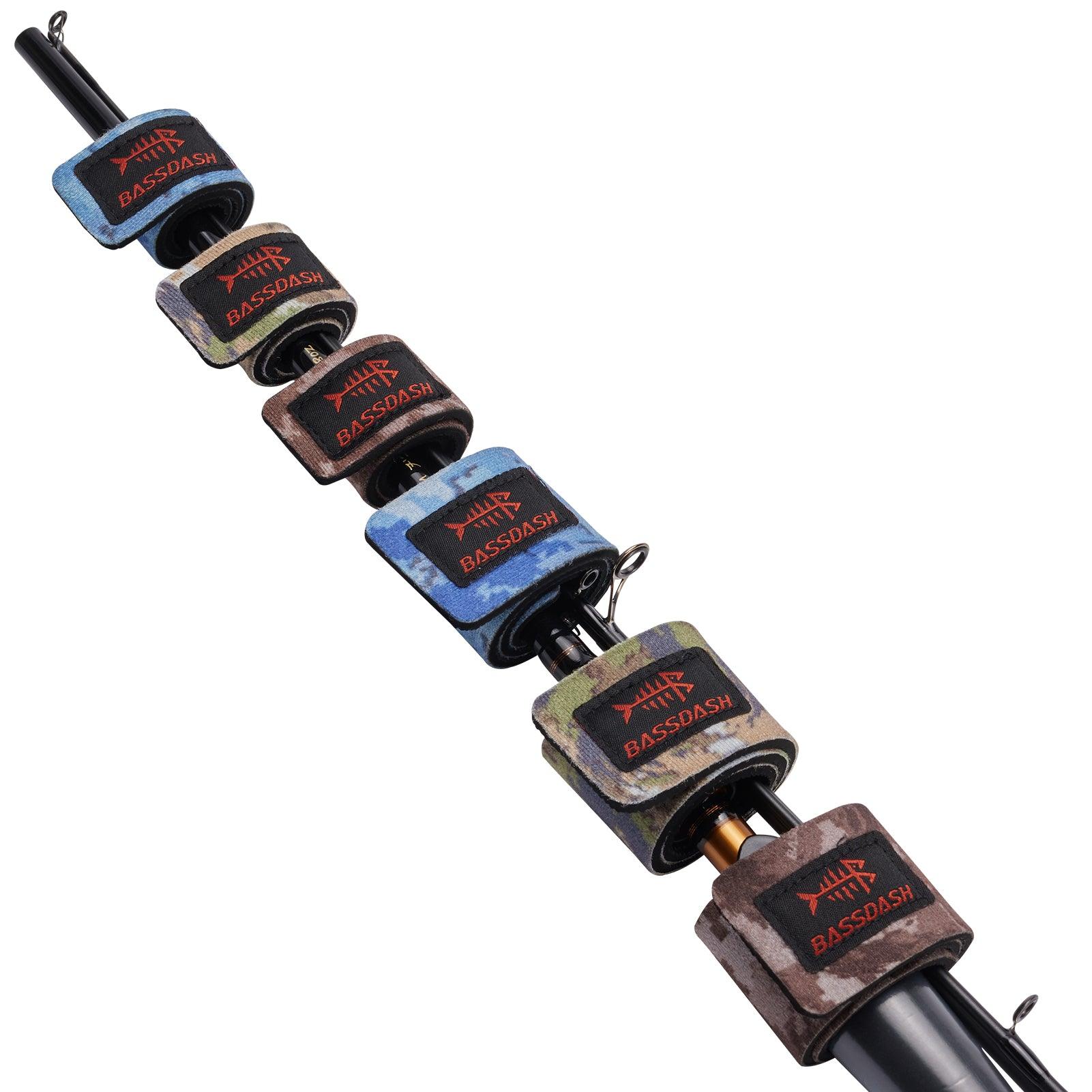 bassdash telescopic fishing rod Bassdash Fishing Rod Straps Stretchy Waterproof Wrap Ties for Spinning Rod, Fly Rod, Casting Rod, 6-Pack