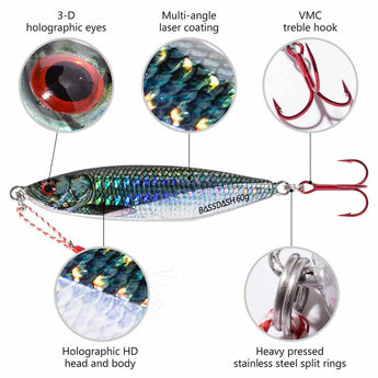 Shadow Vertical Jig Lures 40/60 Grams for Saltwater Freshwater Fishing - Bassdash
