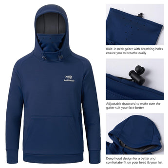 Youth Fishing Fleece Hoodie with Mask FS18Y - Bassdash#color_dark-blue