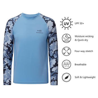 Youth UPF 50+ Camo Long Sleeve Fishing Shirt FS08Y - Bassdash