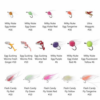 57 Pcs Fly Fishing Trout Fly Lure Kit with Box - Bassdash