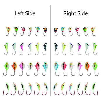 Ice Fishing Lure Kit Glowing Paint Jigs - 24 pcs assorted crappie/panfish/perch jigs - Bassdash