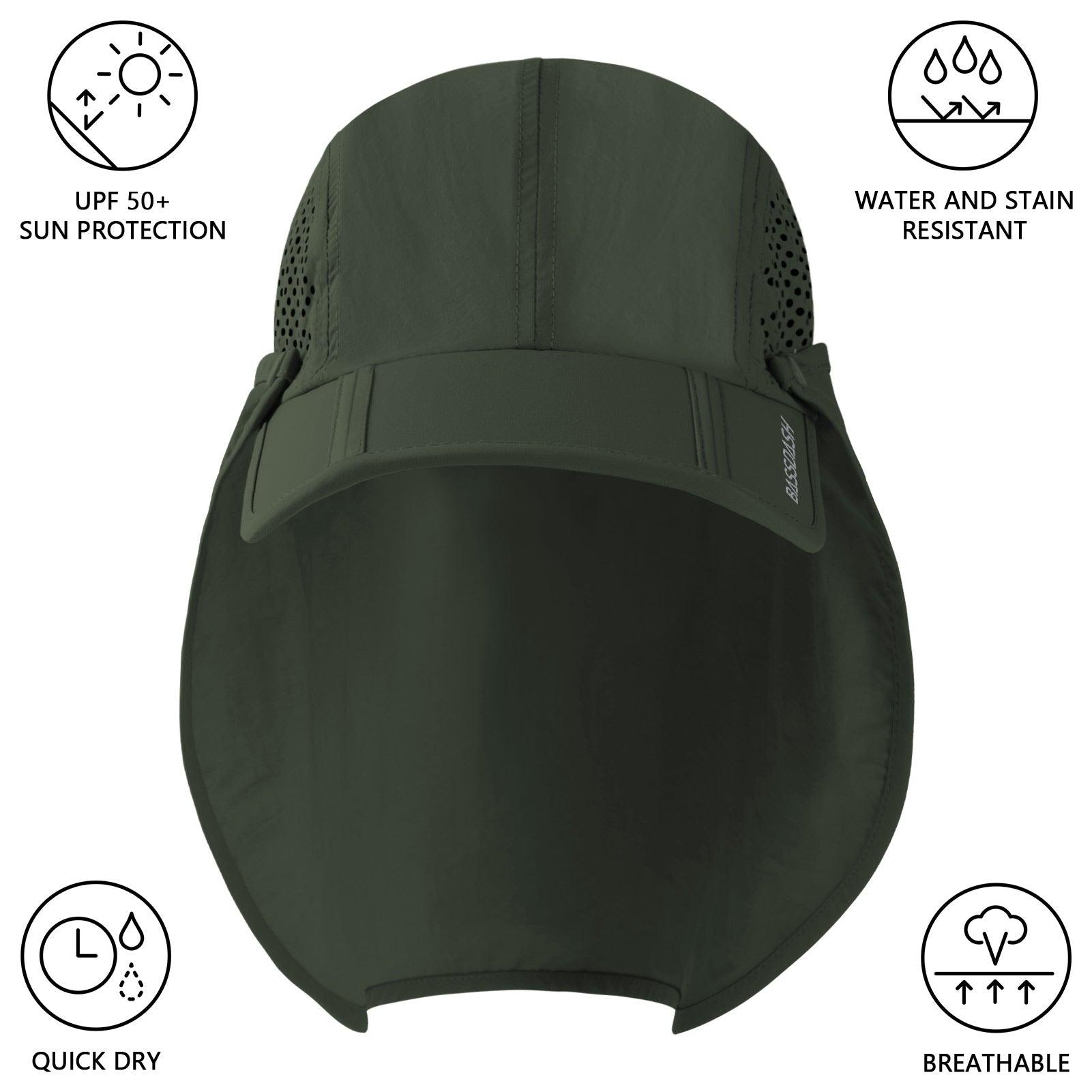 Bassdash Foldable UPF 50+ Fishing Hats with Removable Neck Flap FH12 - Bassdash