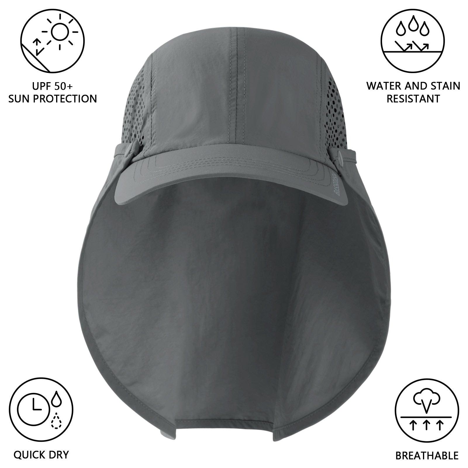 Packable Sun Hat with Removable Neck Flap | Bassdash Fishing Dark Blue with Foldable Brim / One Size