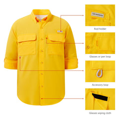 Men's UPF 50+ Long Sleeve Fishing Button Down Shirt FS21M NEW COLOR - Bassdash