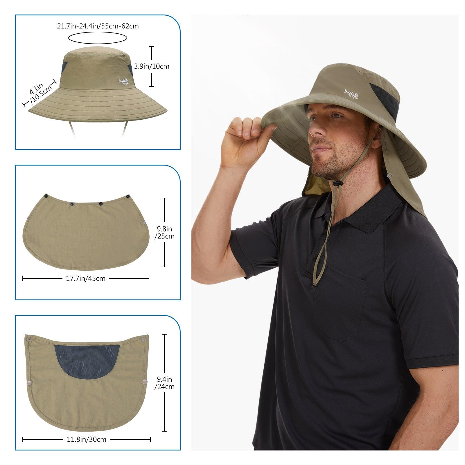  Fishing-Sun Hat Men UV-Protection Neck-Flap - Bucket Hat with  Removable Face Cover & Neck Flap Wide Brim Hiking Hat for Men (Black) :  Sports & Outdoors