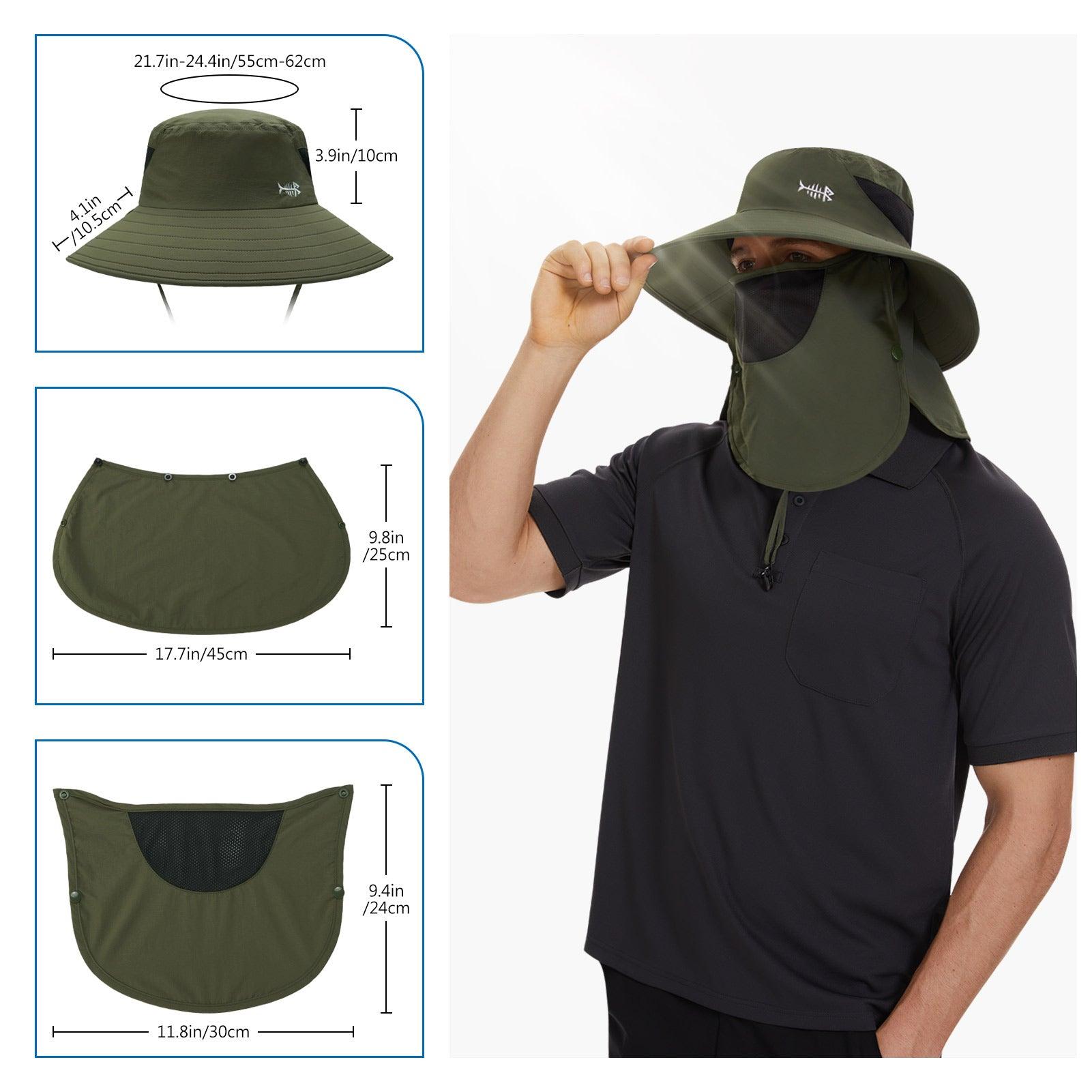 unisex UPF 50+ Sun Hat with Face Cover & Neck Flap FH09 Khaki