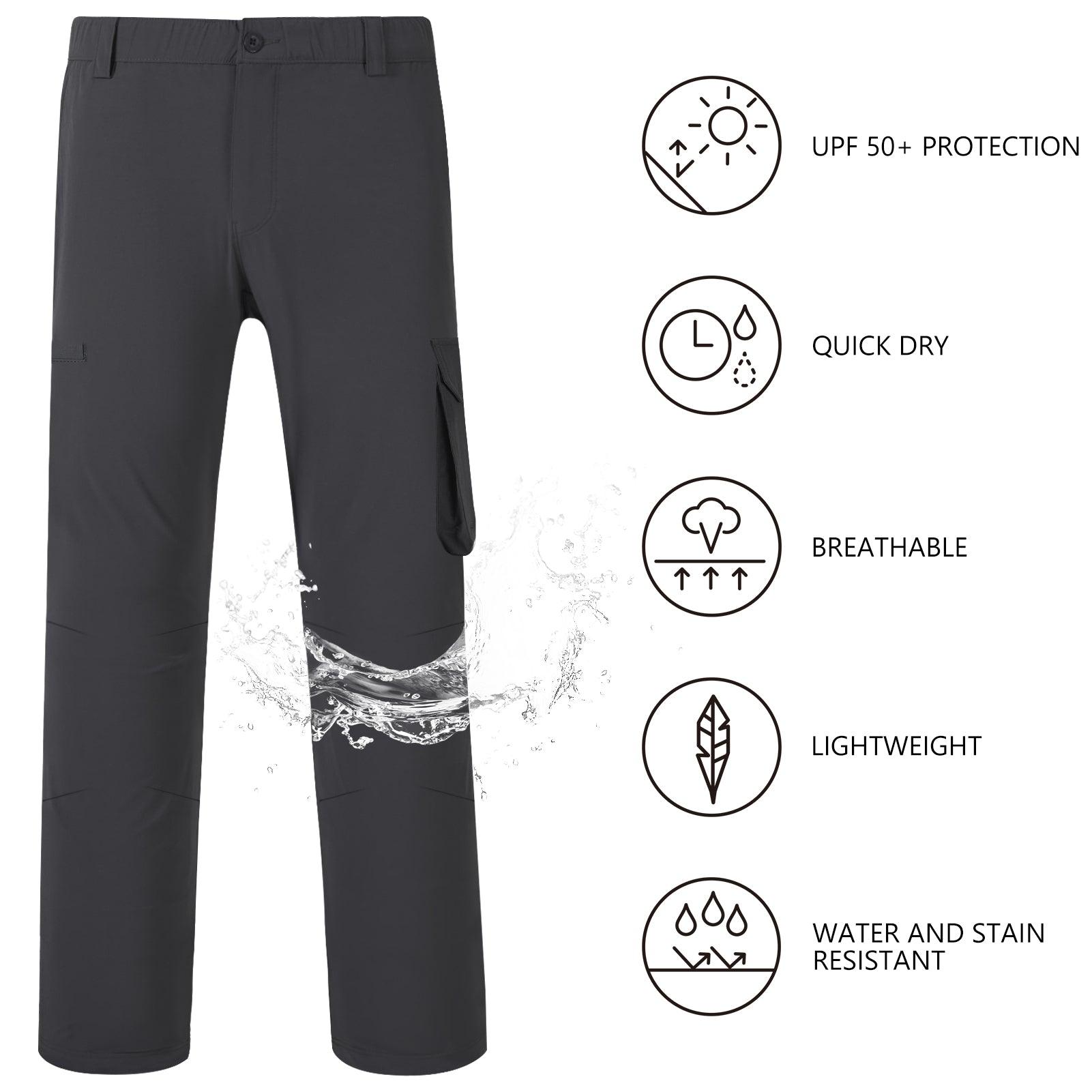 Bassdash Men’s Quick Dry Elastic Waist Fishing Pants FP05M, Dark Grey / X-Small