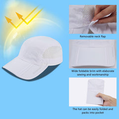 Bassdash Foldable UPF 50+ Fishing Hats with Removable Neck Flap FH12 - Bassdash