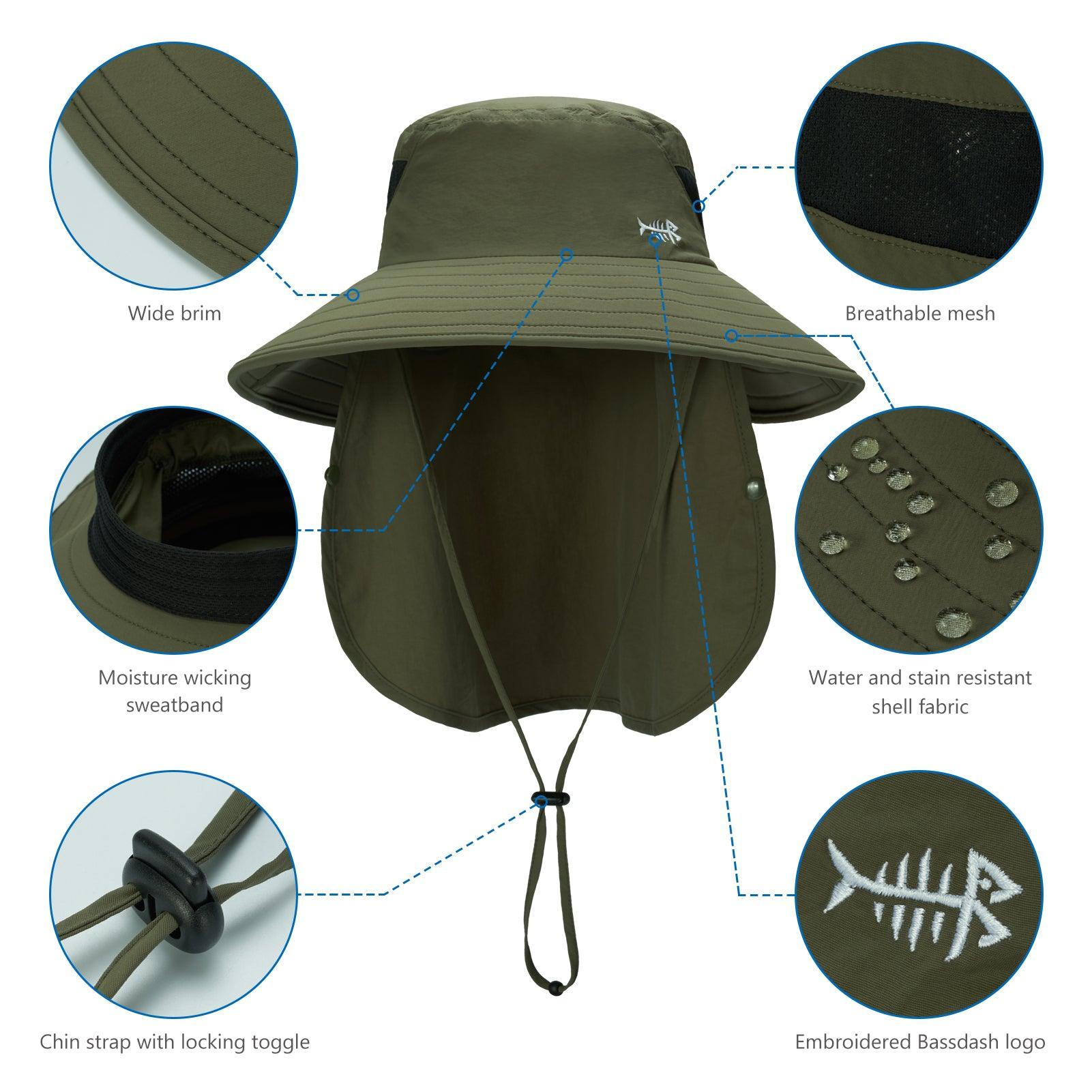 Unisex UPF 50+ Sun Hat with Face Cover & Neck Flap FH09 - Bassdash
