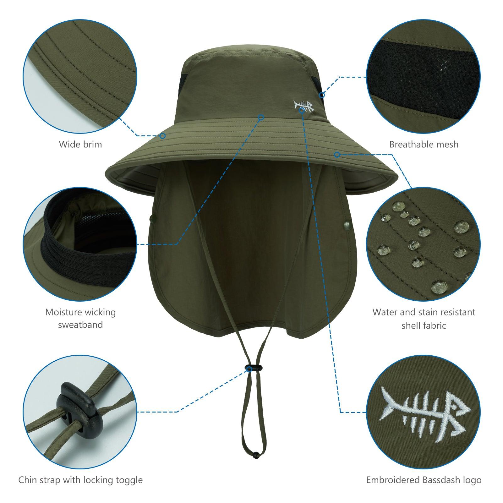 unisex UPF 50+ Sun Hat with Face Cover & Neck Flap FH09 Khaki