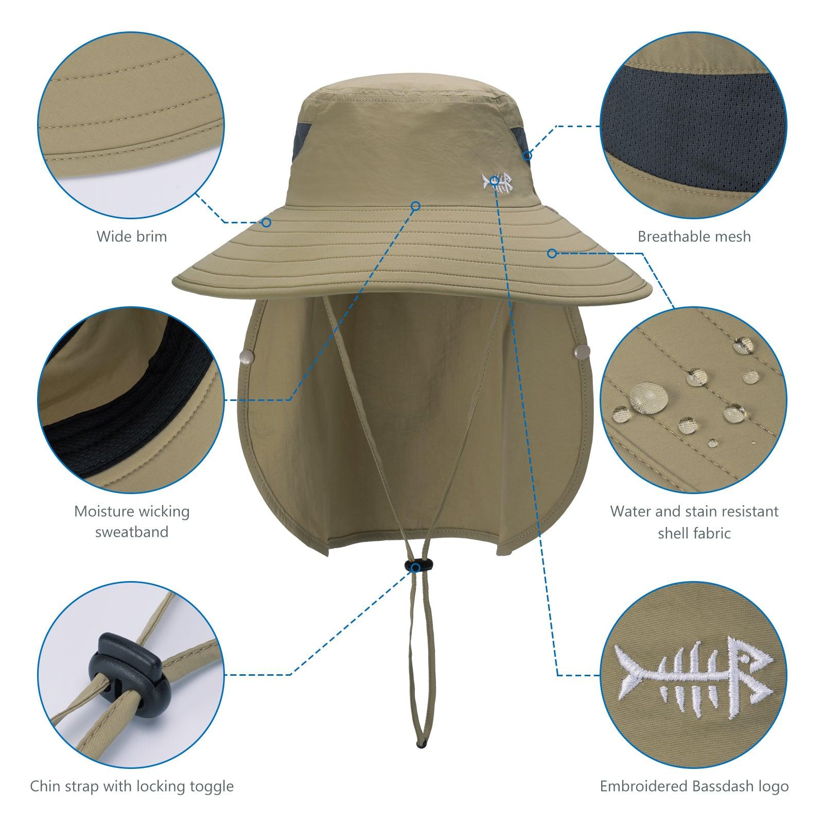 unisex UPF 50+ Sun Hat with Face Cover & Neck Flap FH09 Khaki