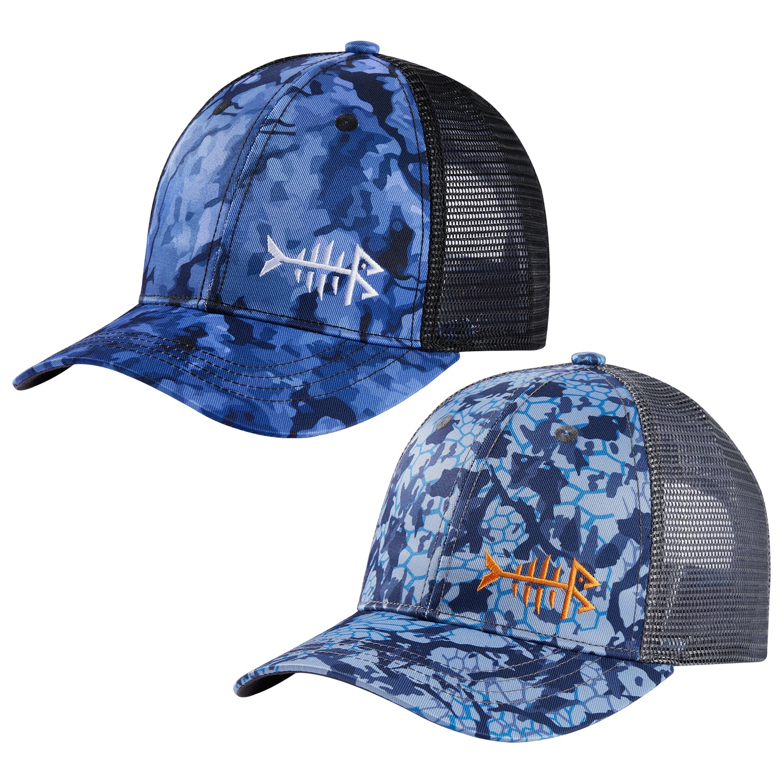 Unisex Altimate Mesh Back Hat 2PCS/Pack, Blue/Black Camo + Blue Scales