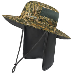 Unisex UPF 50+ Wide Brim Bucket Hat with Detachable Neck Flap FH02