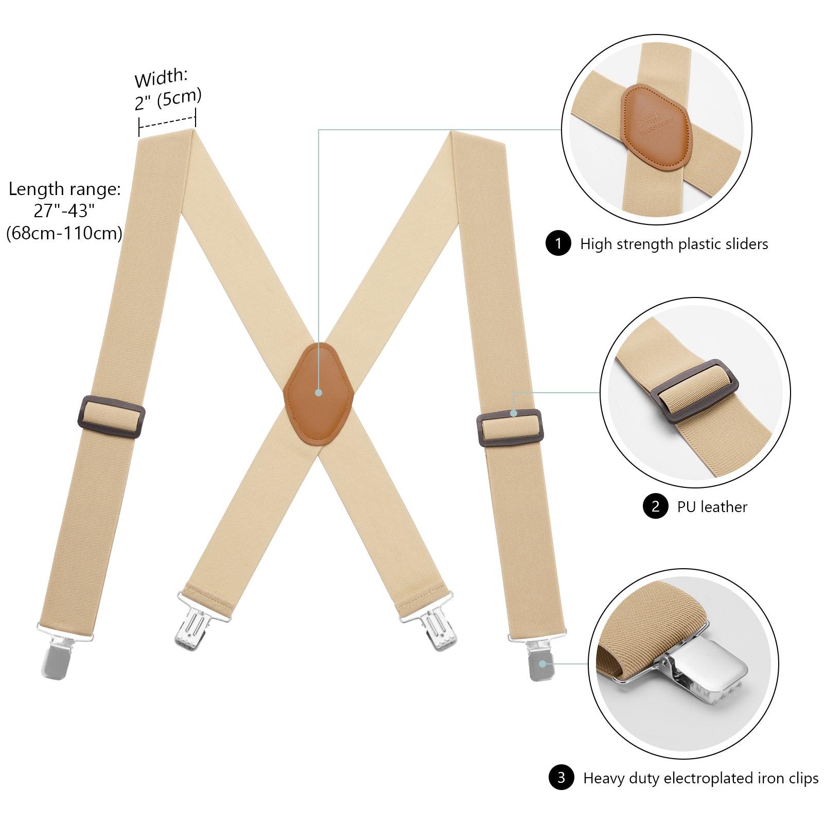 Men’s Elastic Suspenders with Heavy Duty Metal Clips - Bassdash