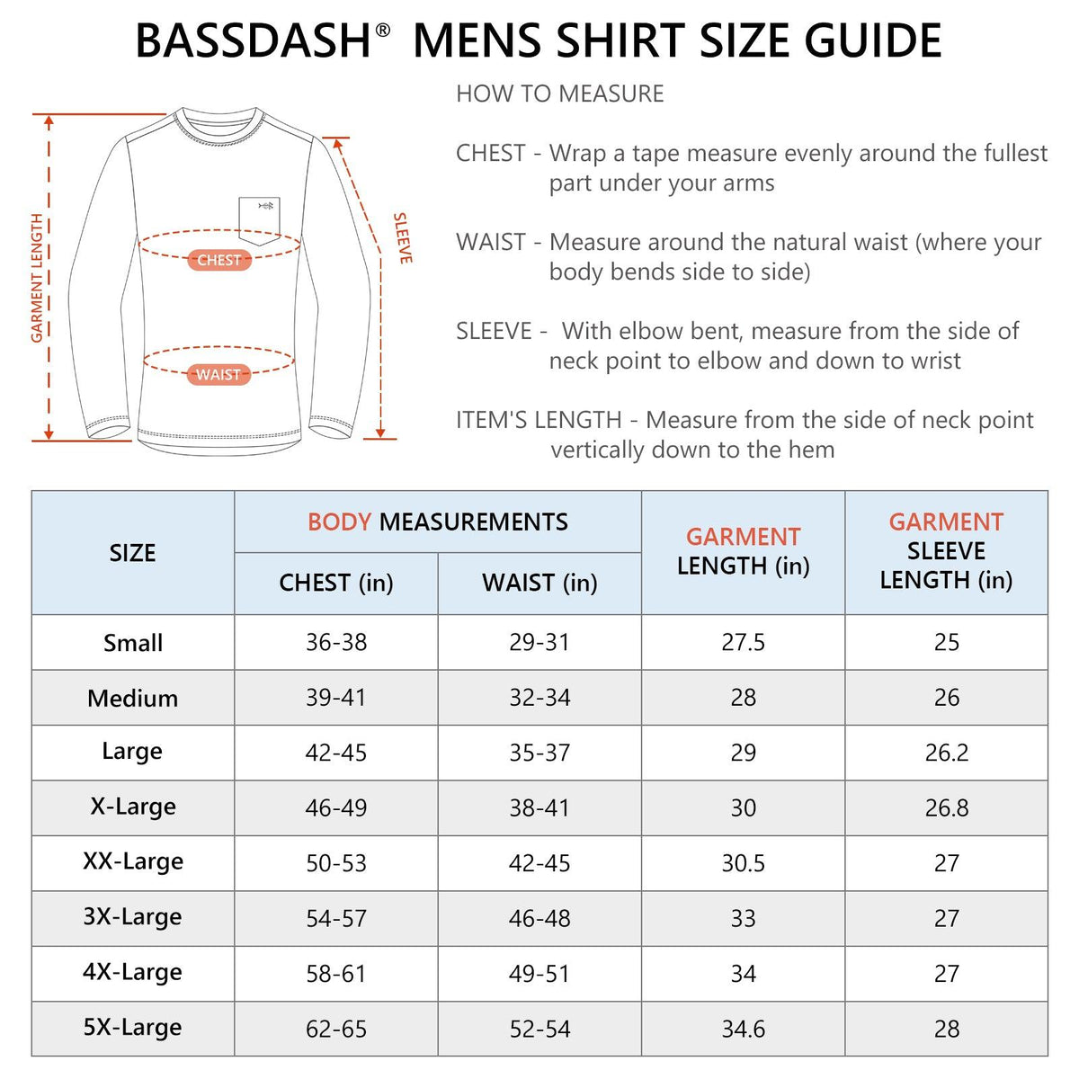 Men’s UPF 50+ Long Sleeve Sun Shirt with Chest Pocket - Bassdash