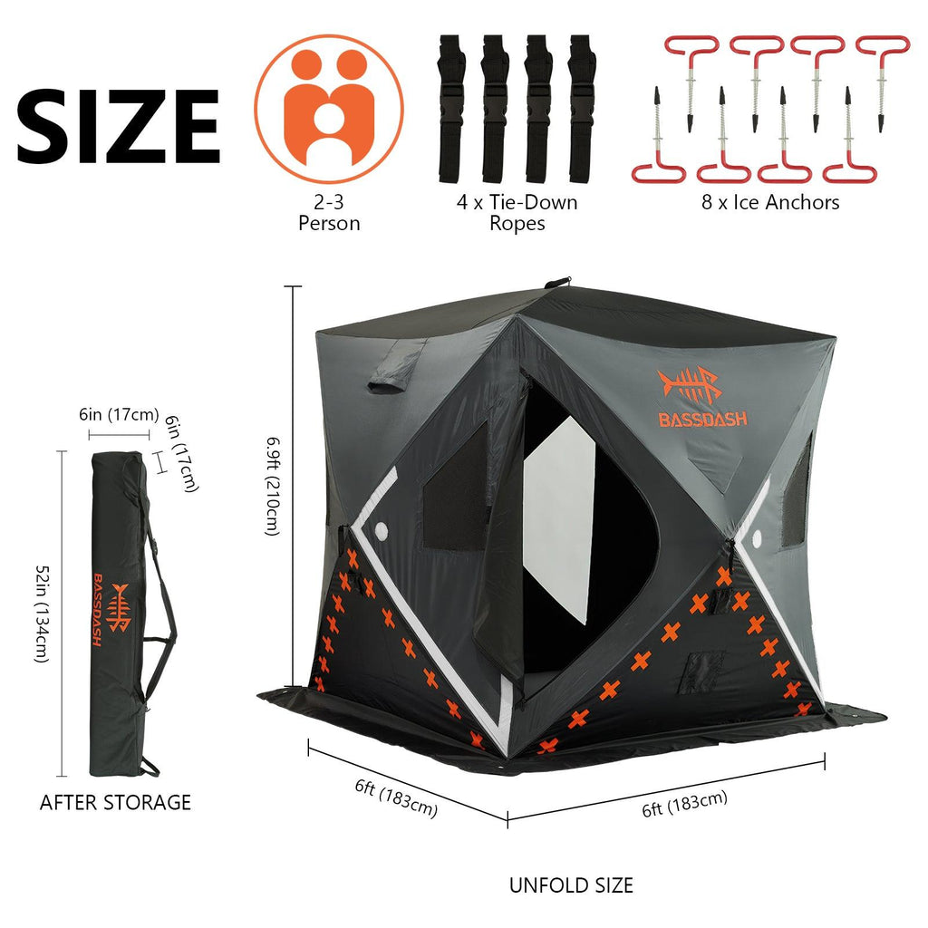 Ice Fishing Shelter Pop Up Portable Thermal Hub Tent