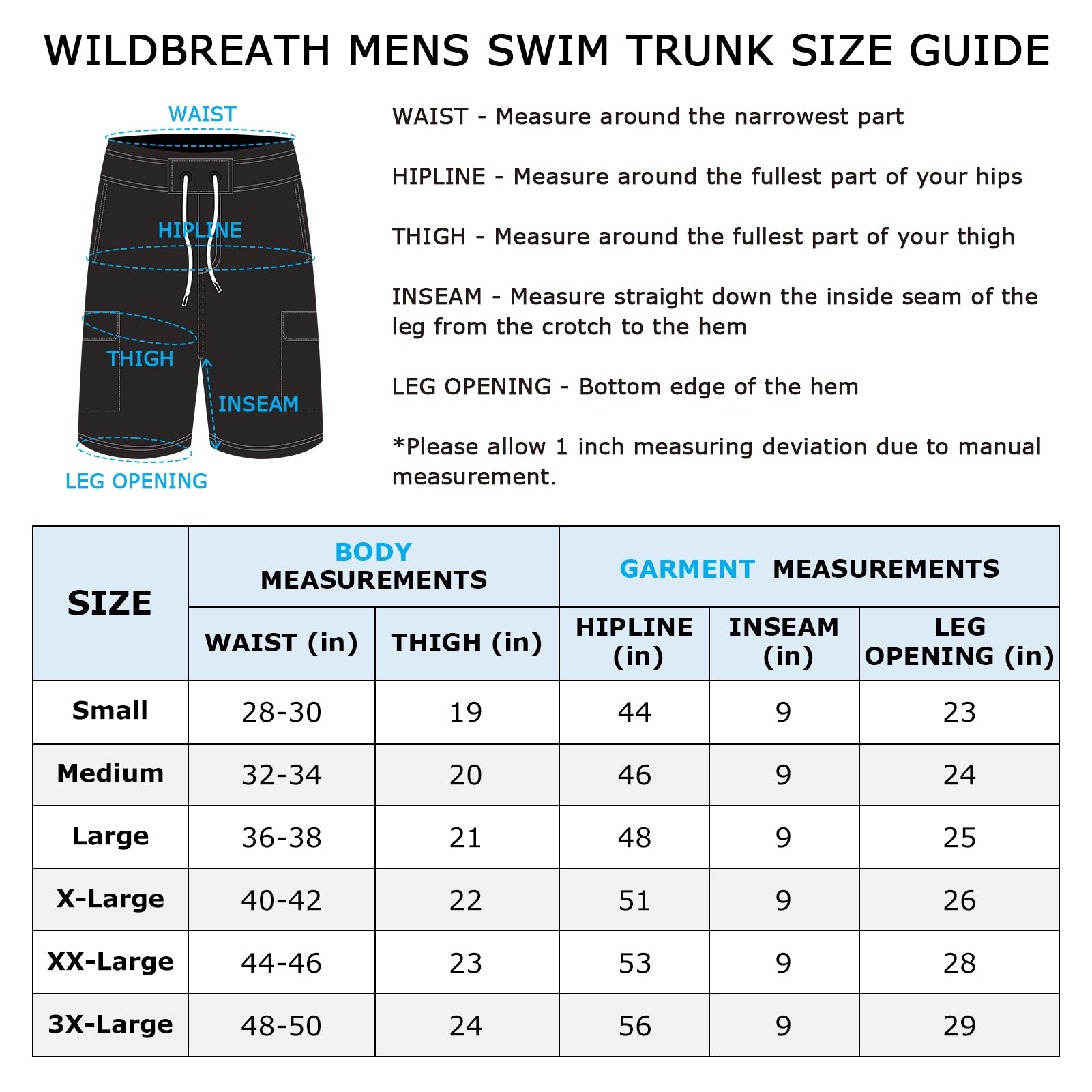 WILDBREATH Men's Quick Dry UPF 50+ Lightweight Swim Trunk