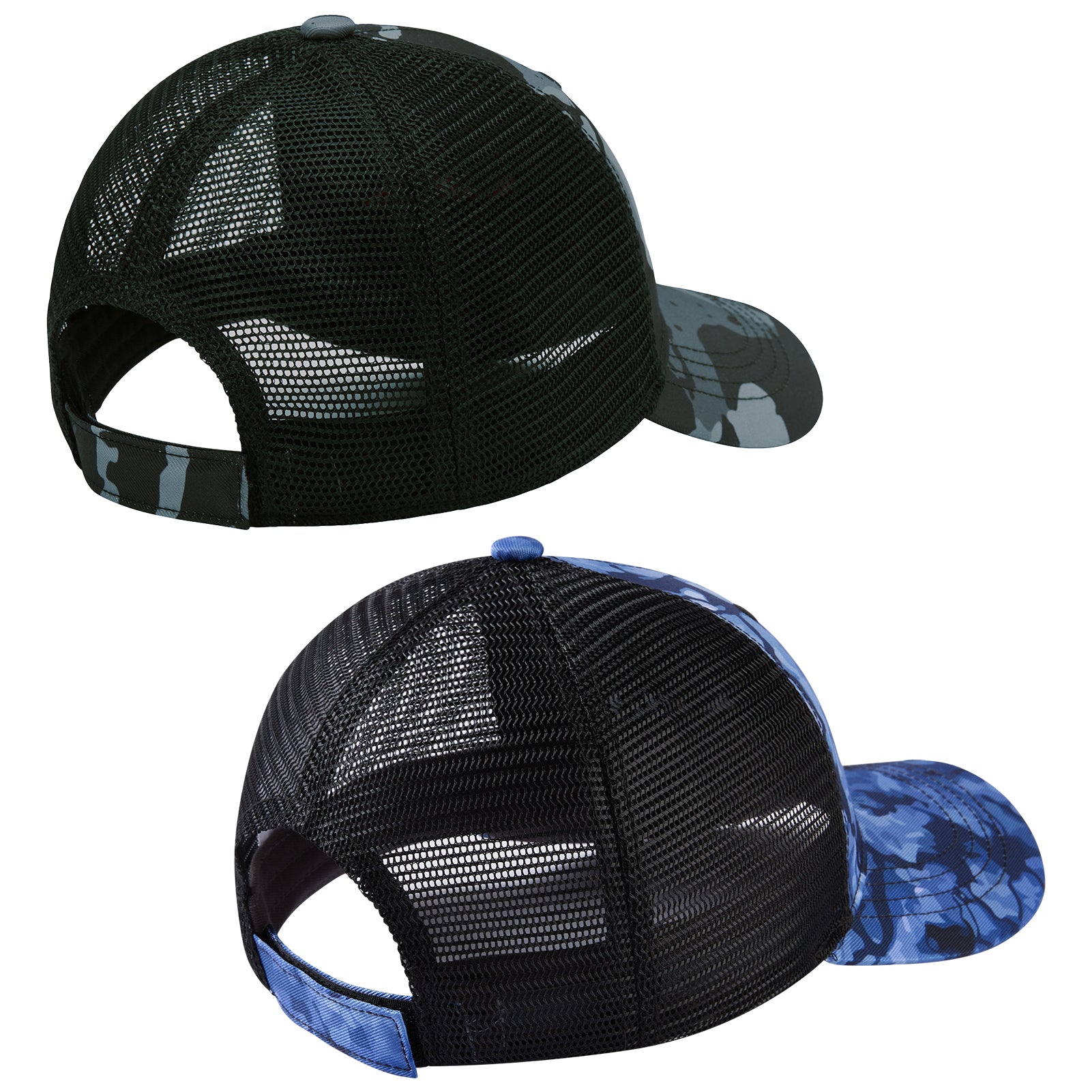 unisex Altimate Mesh Back Hat 2pcs/pack Blue/Black Camo + Rippled Sea