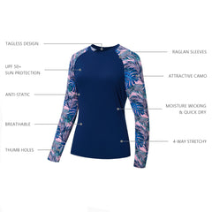 Women’s UPF 50+ Camo Long Sleeve Fishing Shirts