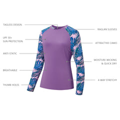 Women’s UPF 50+ Camo Long Sleeve Fishing Shirts