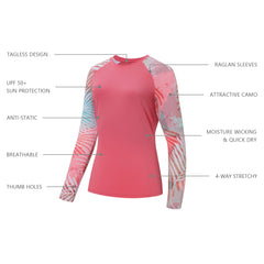 Women’s UPF 50+ Camo Long Sleeve Fishing Shirts