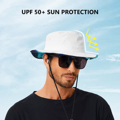 UPF 50+ Patterned Under Brim Foldable Bucket Sun Hats FH18