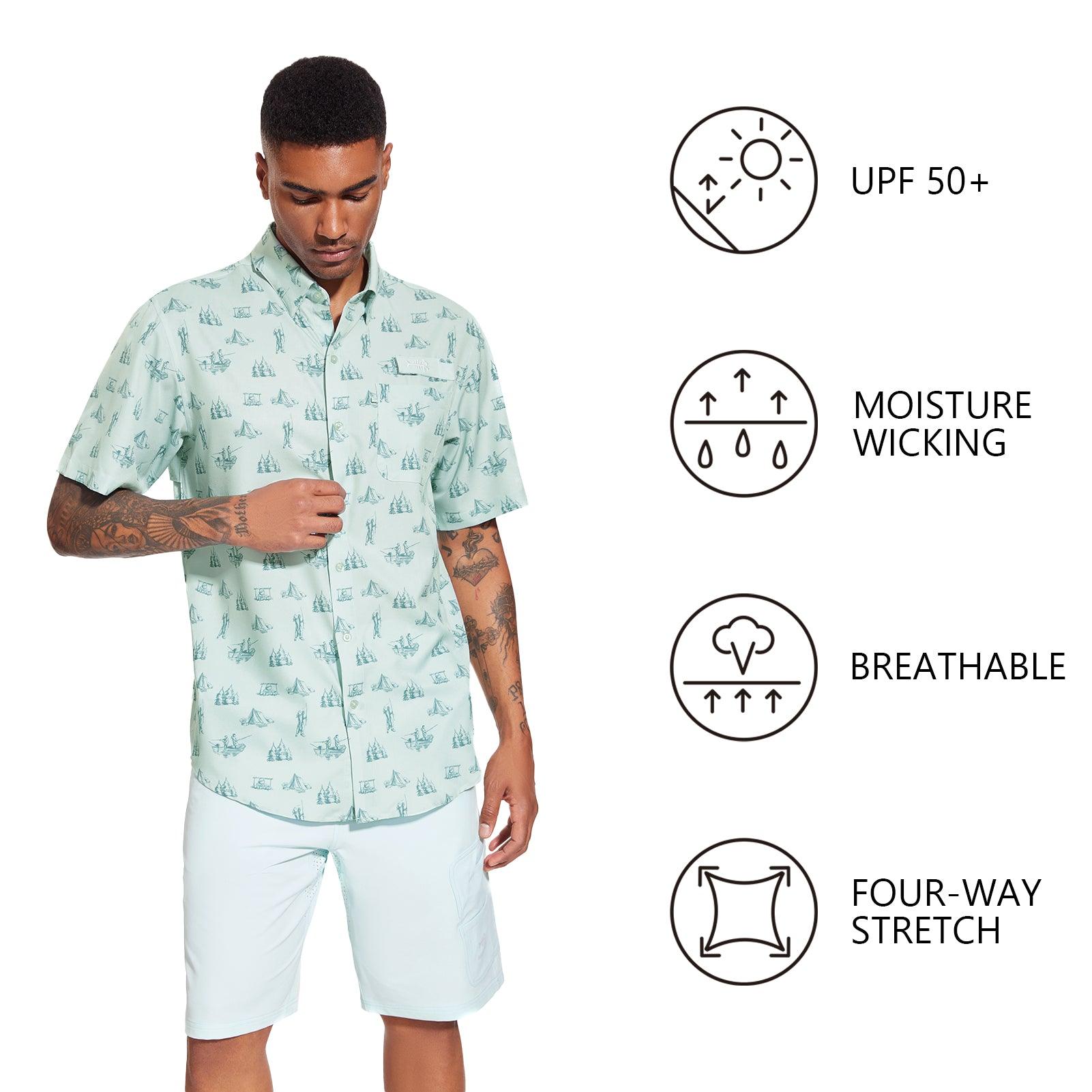 Eashery Short Sleeve Button Up Shirts For Men Men's Sun Protection Fishing  Shirts Long Sleeve Travel Work Shirts for Men Button Down Shirts with